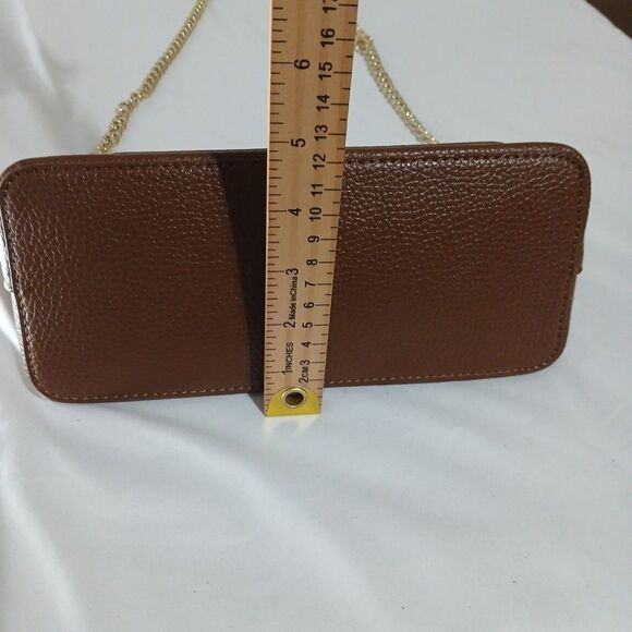 Steve Madden Crossbody Purse Bag Brown Pebbled Leather Chain Strap Quiet Luxury - Picture 8 of 9